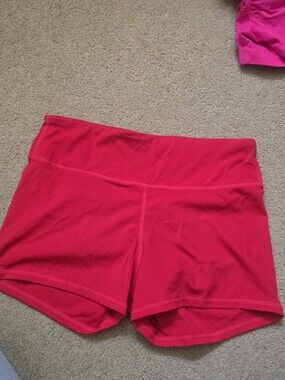 Red High-Waisted Scrunch Back Shorts